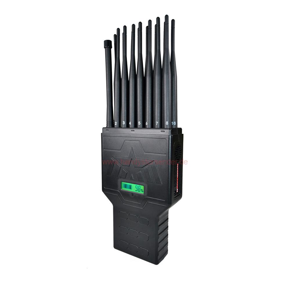 16 Antennen Tragbarer Störsender Handy für 2G, 3G, 4G, 5G, WIFI, Bluetooth, GPS, VHF & LOJACK, RC – Bild 2